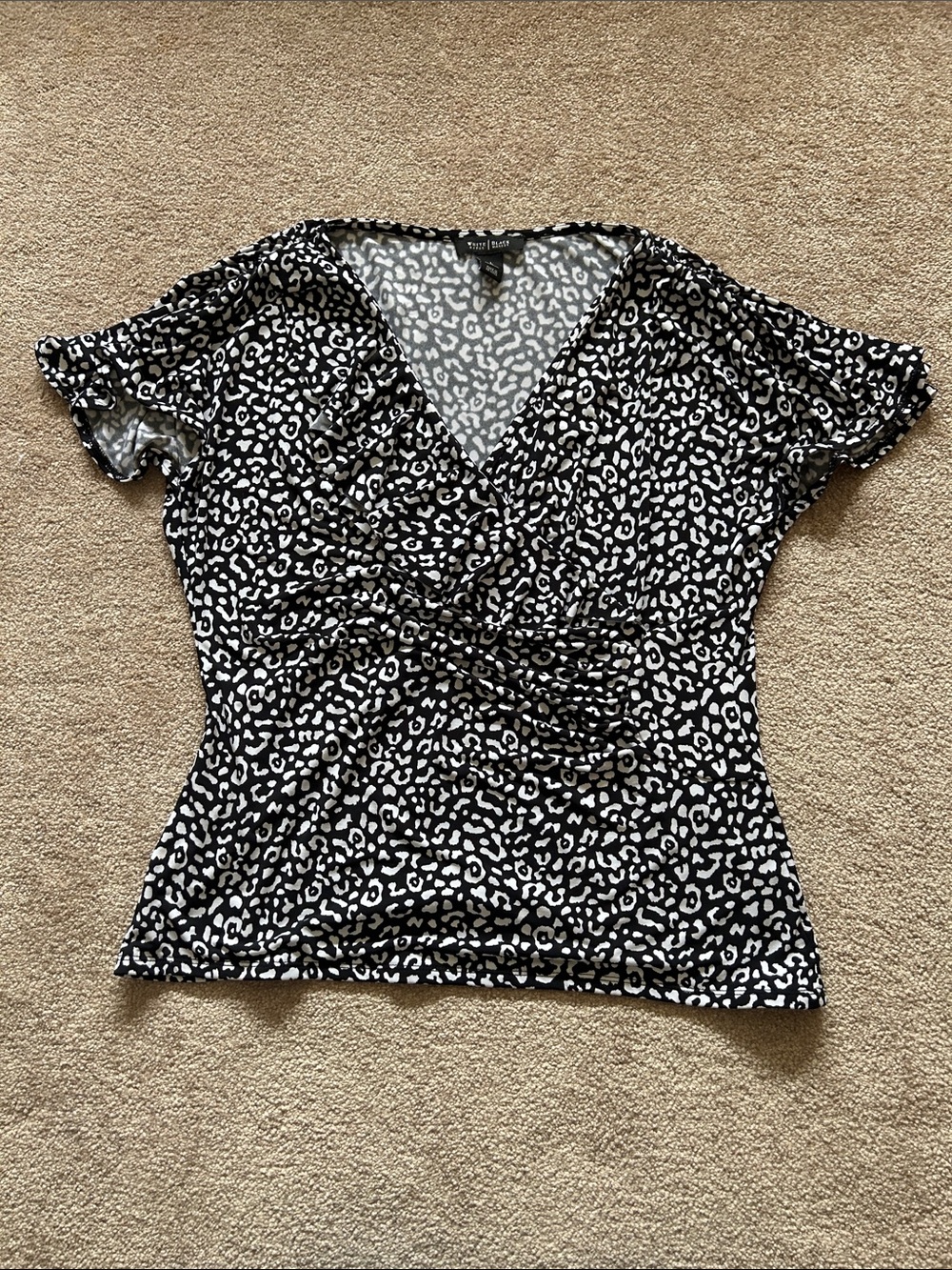 White House Black Market Leopard Print Faux Wrap Top L